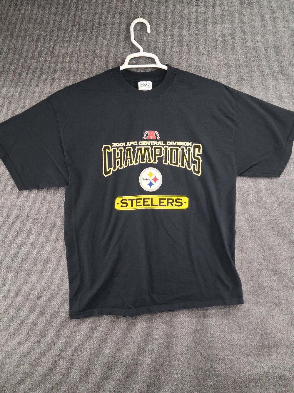 Vintage Pittsburgh Steelers T Shirt XL Black Short Sleeve 2001 AFC Champions NFL